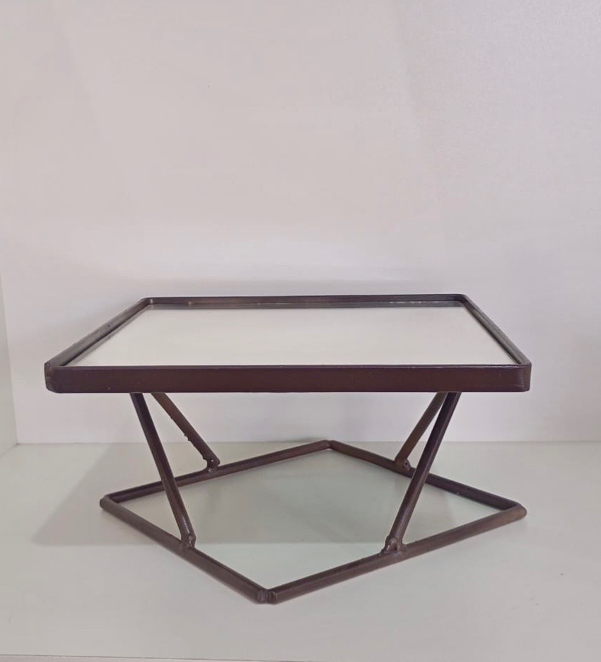 Suporte de Doce Quadrado C/ Espelho Marrom de 20 Cm - PRIME DECOR RJ
