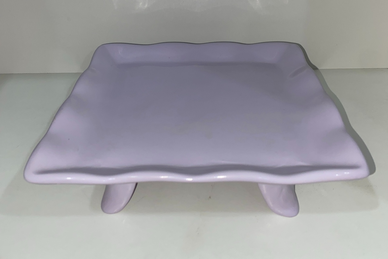 1418- Bandeja de Ceramica Quadrada  C/ Apoio Lilas Lavanda 19 Cm Larg X 6 Cm Alt - M  - PRIME DECOR RJ