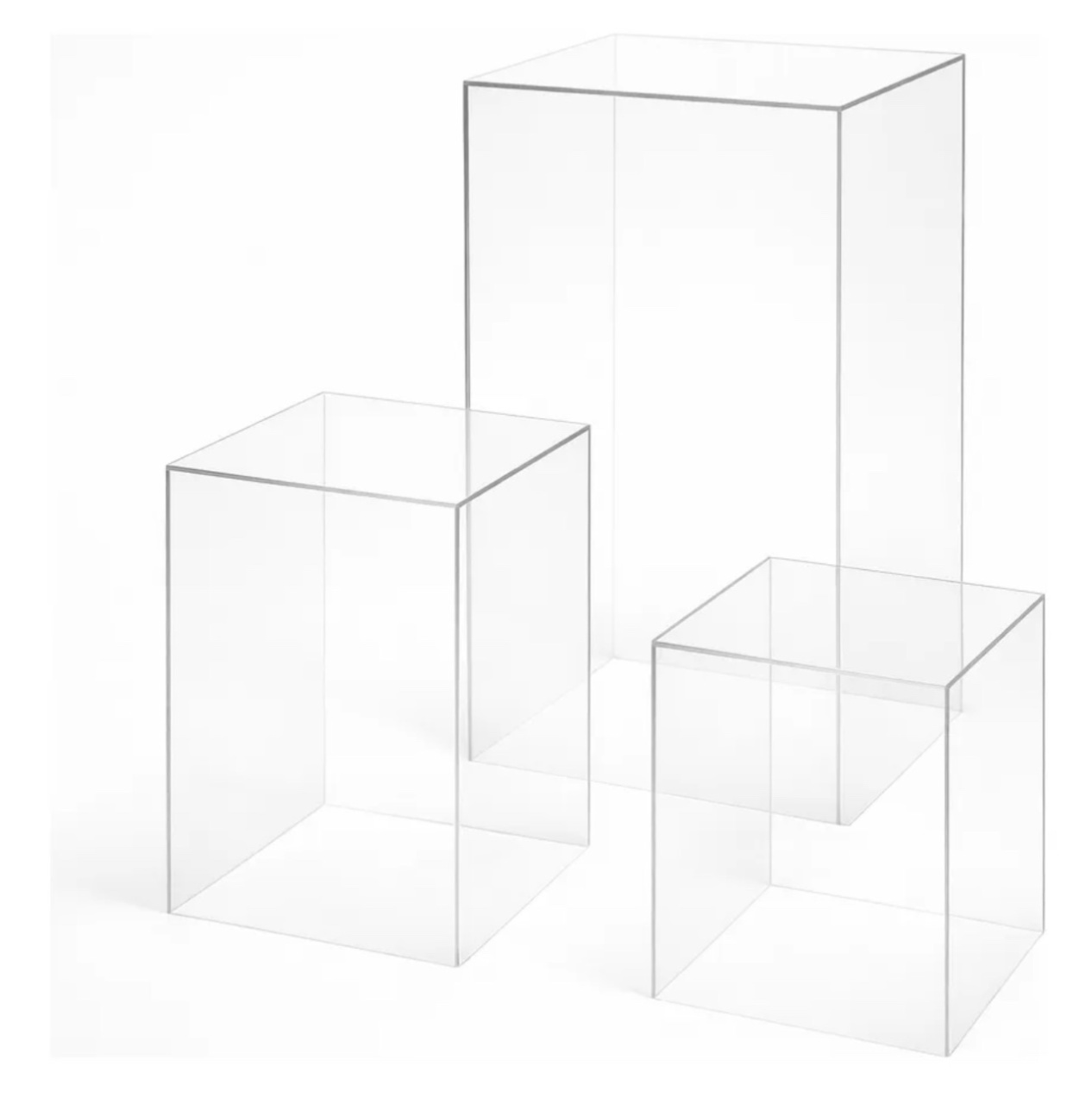 Trio de Cilindros Cubos Transparente Quadrados - PRIME DECOR RJ