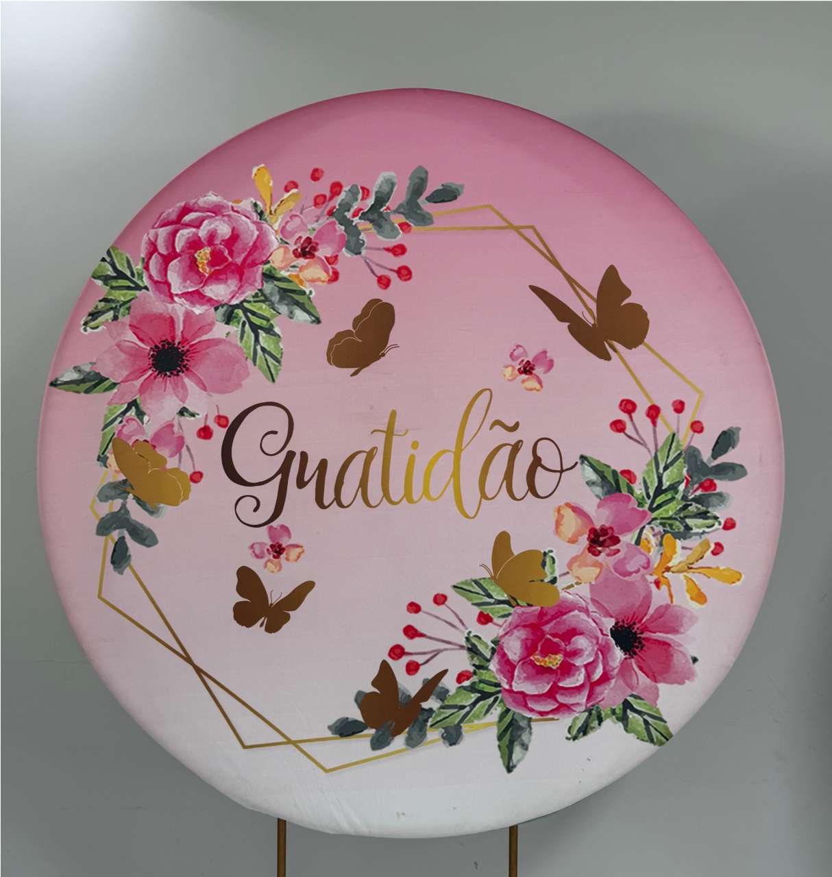 Gratidao Rosa Painel Redondo 1,30X130 - PRIME DECOR RJ