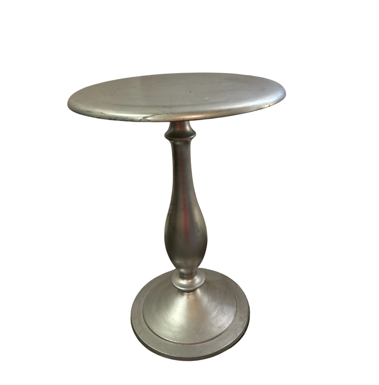 952- Mesa de Aluminio Redonda Prata 48 Cm Larg X 61 Cm Alt - M - PRIME DECOR RJ
