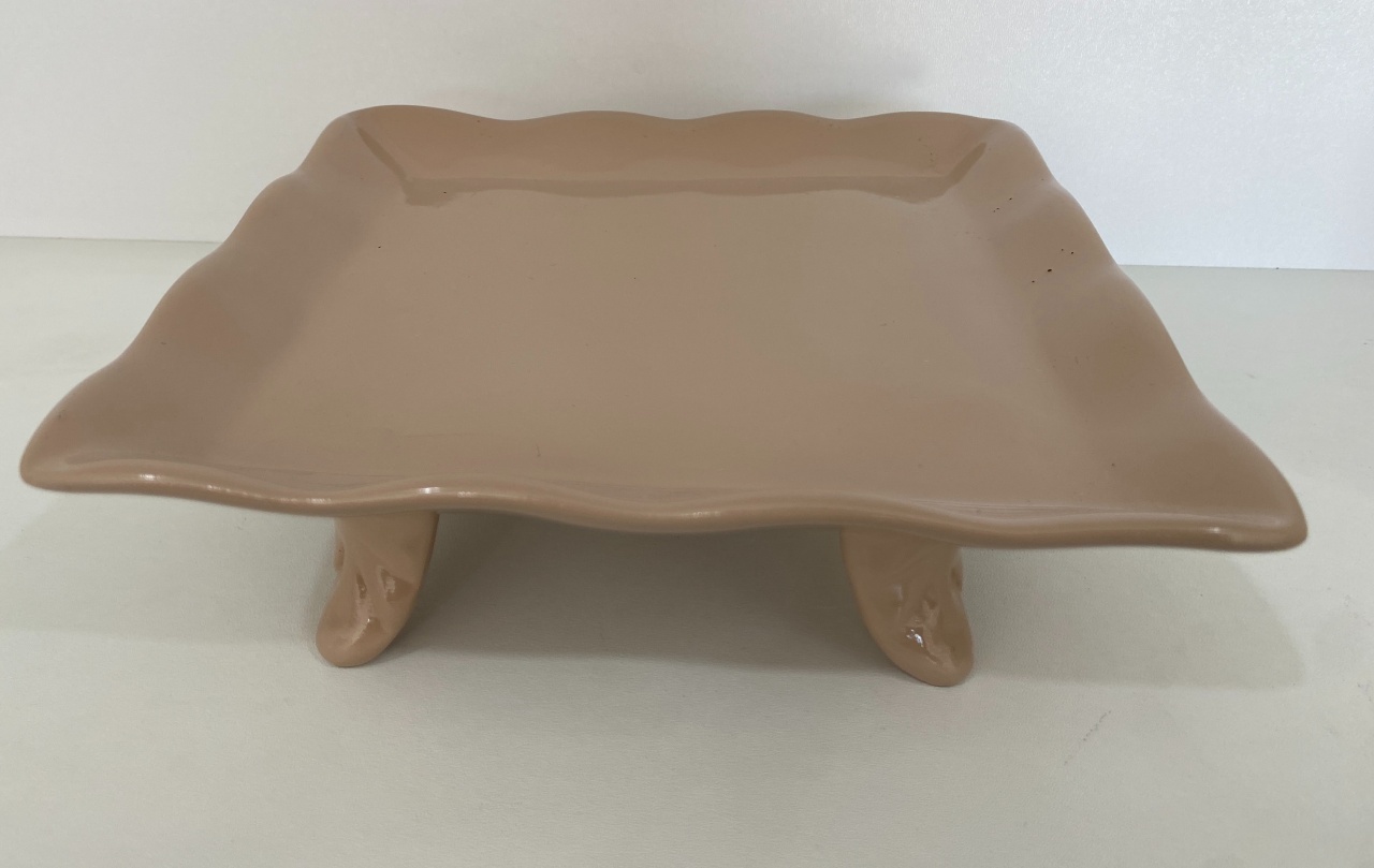 287- Bandeja de Ceramica Quadrada  C/ Apoio Nude 19 Cm Larg X 6 Cm Alt - M - PRIME DECOR RJ