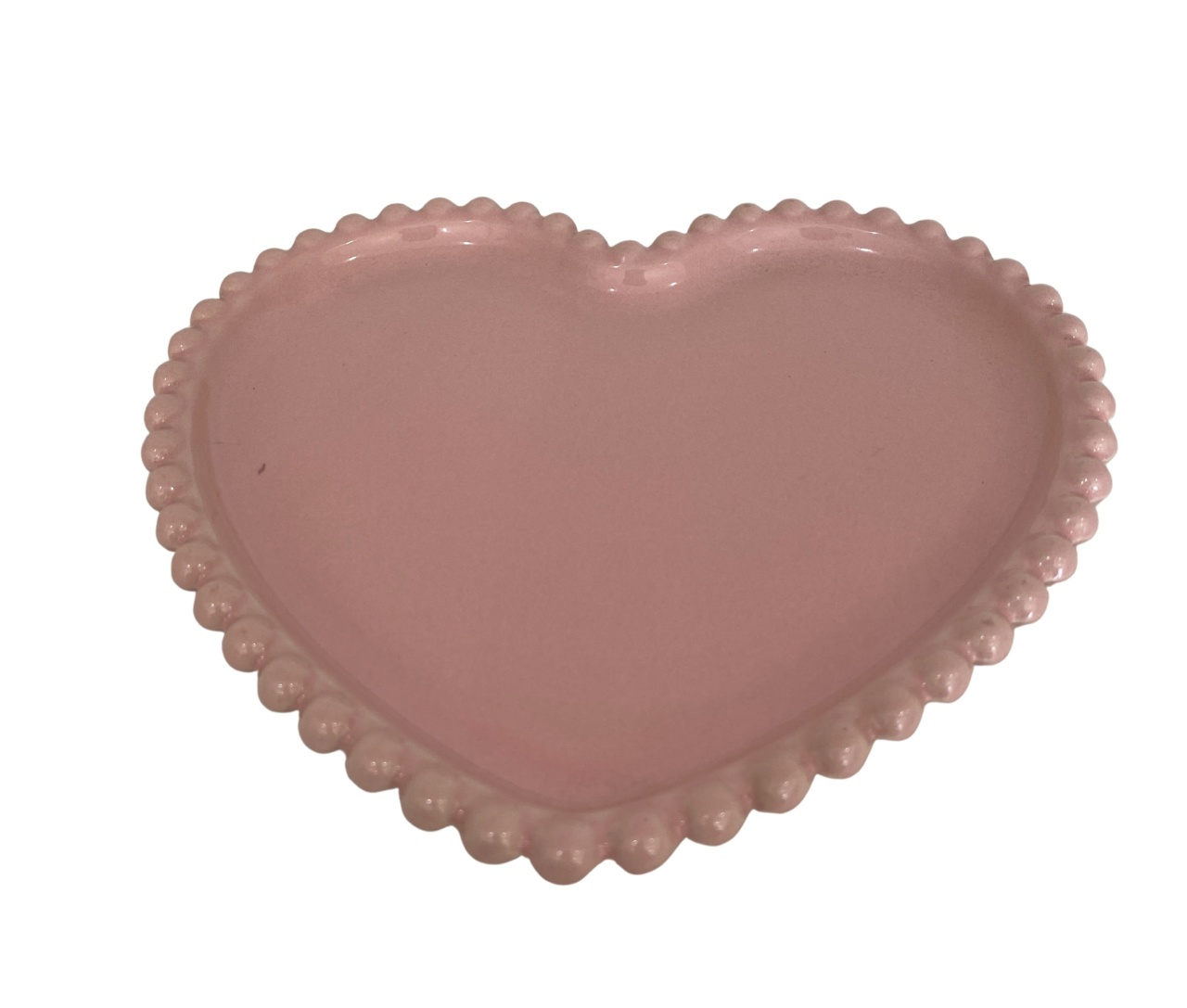 363- Bandeja Ceramica Coracao Rosa Blush 20,5 Cm X 2 Cm Alt - P - PRIME DECOR RJ