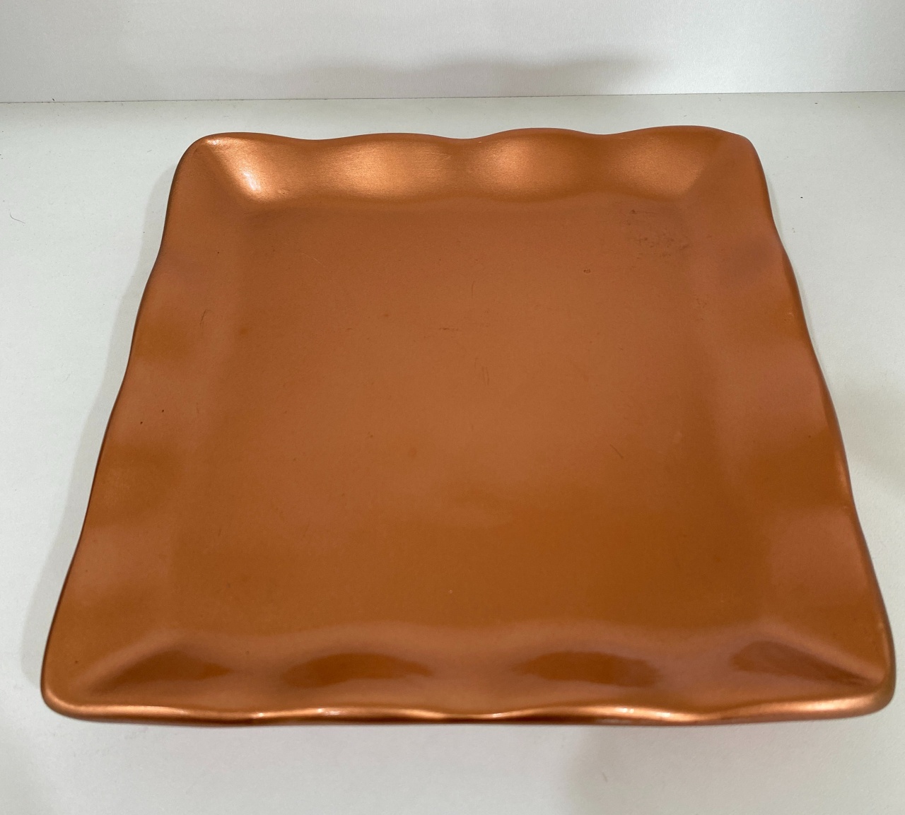 66- Bandeja de Ceramica Quadrada S/ Apoio Rose Gold 19,5 Cm Larg X 3 Cm Alt - M - PRIME DECOR RJ