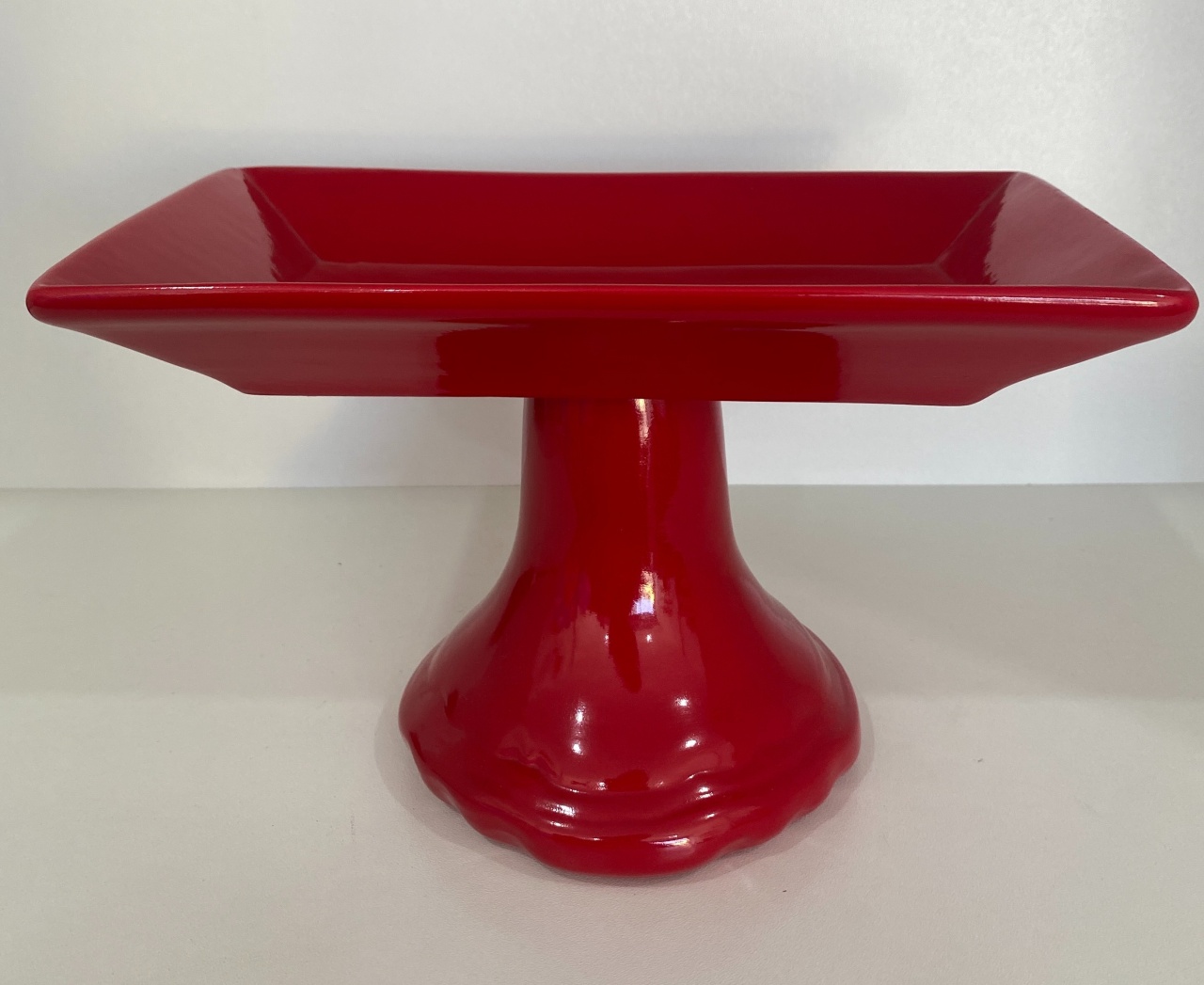 312- Bandeja Ceramica  Retangular Vermelho Carmin 22,5 Cm Comp X 14 Cm Larg X 13,5 Cm Alt - P - PRIME DECOR RJ