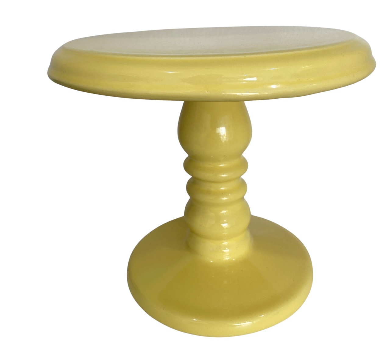 432- Boleira de Ceramica Detalhe Torneado Amarelo Banana 22 Cm Larg X 19 Cm Alt - M - PRIME DECOR RJ