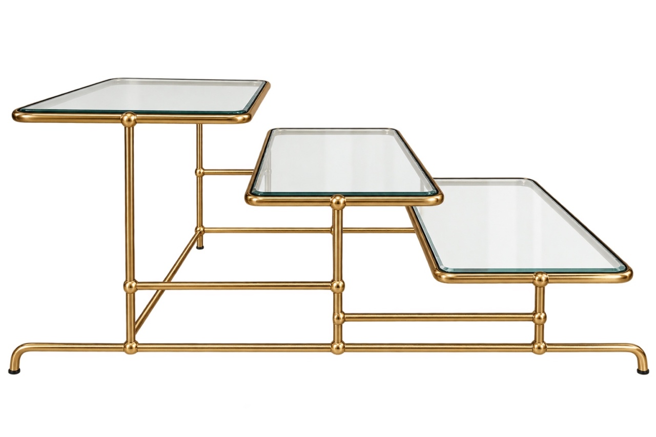 81- Suporte Para Doces Dourado Tipo "Escada de Ferro Com Vidro" 35 Cm - PRIME DECOR RJ