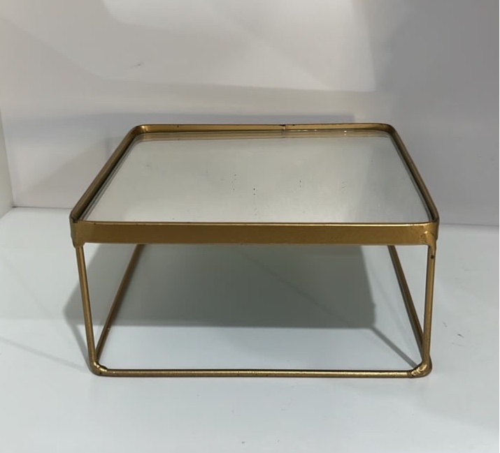 80- Suporte Dourado Quadrado de Ferro C/ Espelho 7 Cm Alt. X 15 Cm Larg. - P - PRIME DECOR RJ