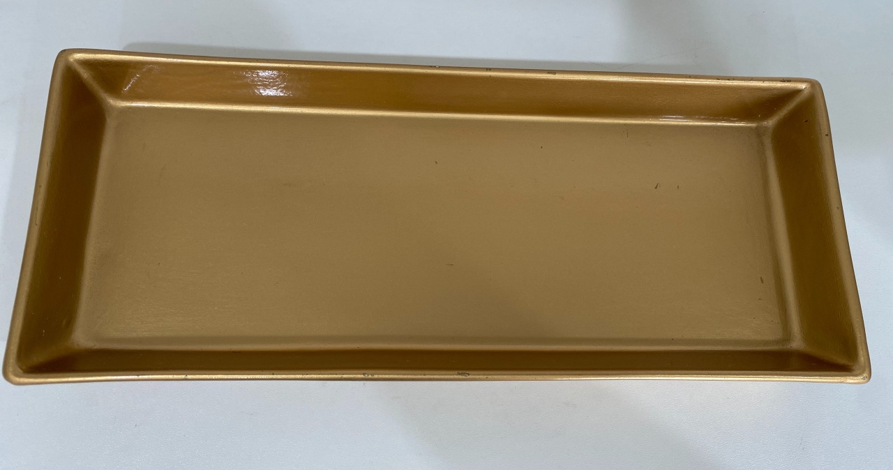 15- Bandeja Ceramica Dourada Retangular  30 Cm X 12 Cm - Funda - M - PRIME DECOR RJ