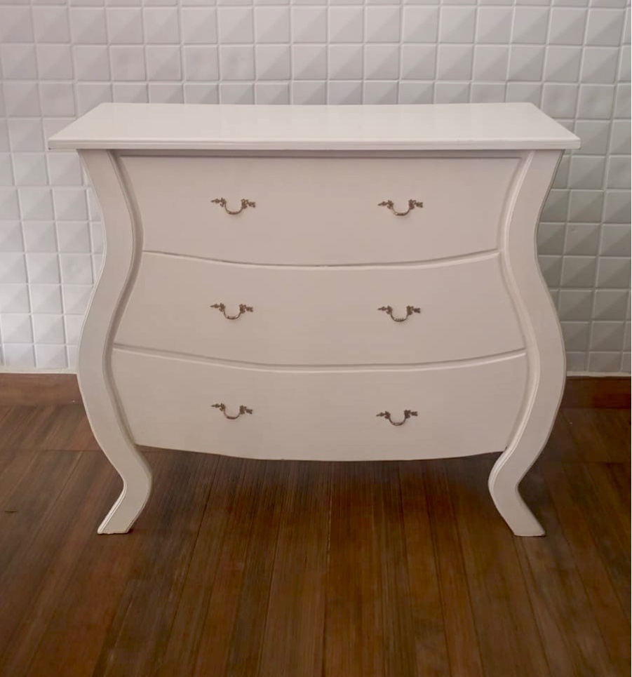 Comoda de Madeira Detalhe  6 Puxadores Branco 80Cm Alt X 90Cm Larg - PRIME DECOR RJ