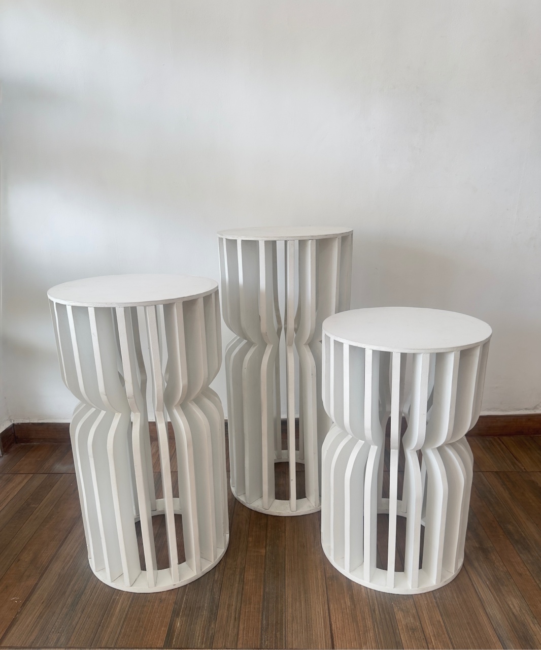 Trio de Mesa Ampulheta Mdf Branca. - PRIME DECOR RJ