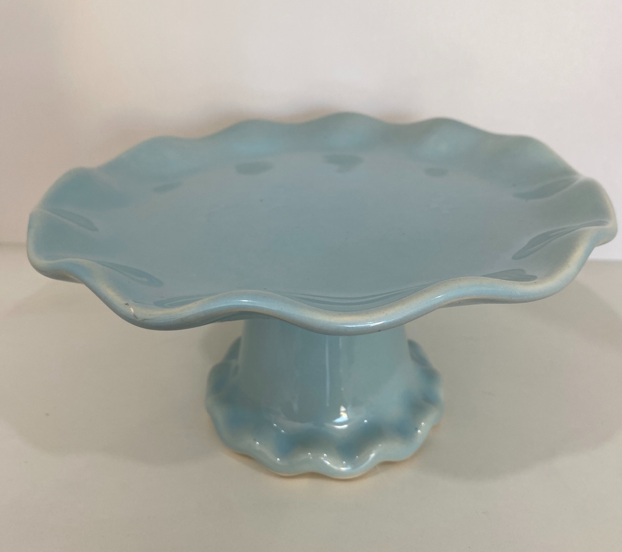 428- Boleira de Ceramica Detalhe Onda Azul Bebe 22 Cm Larg X 11 Cm Alt - M - PRIME DECOR RJ
