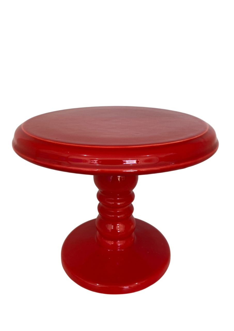 435- Boleira de Ceramica Detalhe Torneado Vermelho Sangue 22 Cm Larg X 19 Cm Alt - M - PRIME DECOR RJ