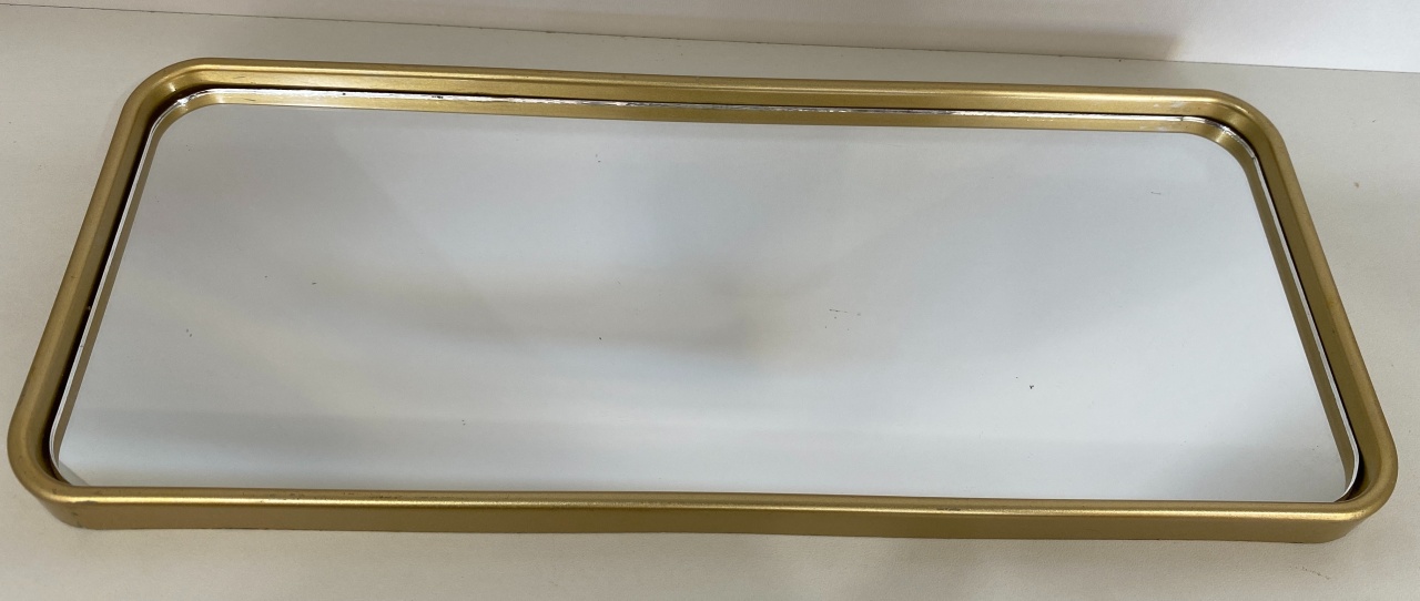 11- Bandeja Prime Retangular Dourada C/ Espelho 11Cm Largura X 30Cm - M - PRIME DECOR RJ