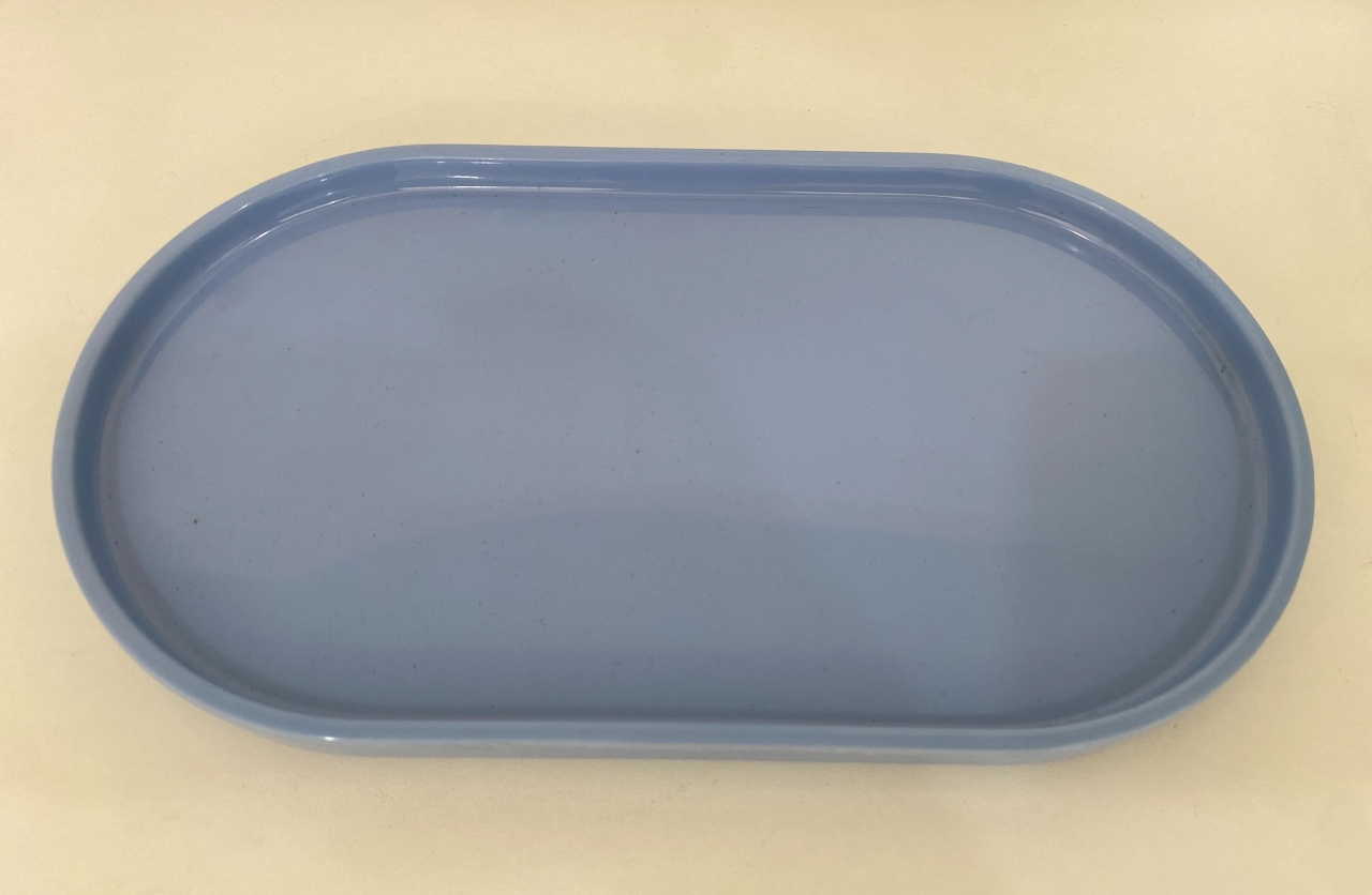 358- Bandeja Plastico Prime Oval Azul Grisaceo 27 Cm Comp X 15 Cm Larg X 2 Cm Alt - M - PRIME DECOR RJ