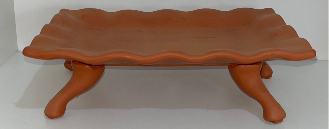 566- Boleira de Ceramica Detalhe Onda Terracota Fosca 24Cm Larg X 14 Cm Alt - M - PRIME DECOR RJ
