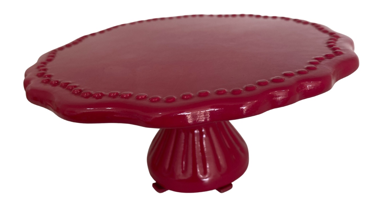 409- Boleira de Ceramica Detalhe Imperial Rosa Fuscia 17 Cm Larg X 7,5 Cm Alt - Pp - PRIME DECOR RJ