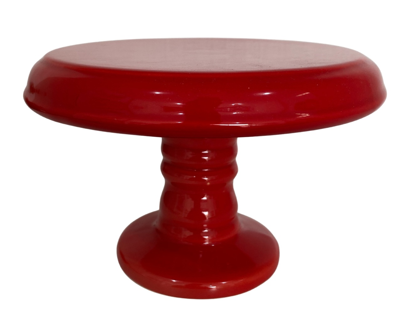 436- Boleira de Ceramica Detalhe Torneado Vermelho Sangue 18 Cm Larg X 11,5 Cm Alt - P - PRIME DECOR RJ
