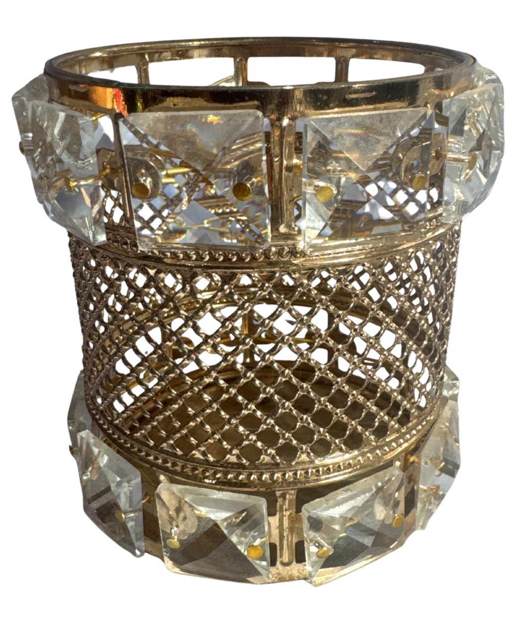 21- Vaso de Ferro Dourado Com Pedraria 10 Cm - Pp - PRIME DECOR RJ