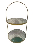 5- Suporte de Ferro Dourado 2 Andares Redondo C/ Espelho 25Cm Larg X 41 Alt - G - imagem 1