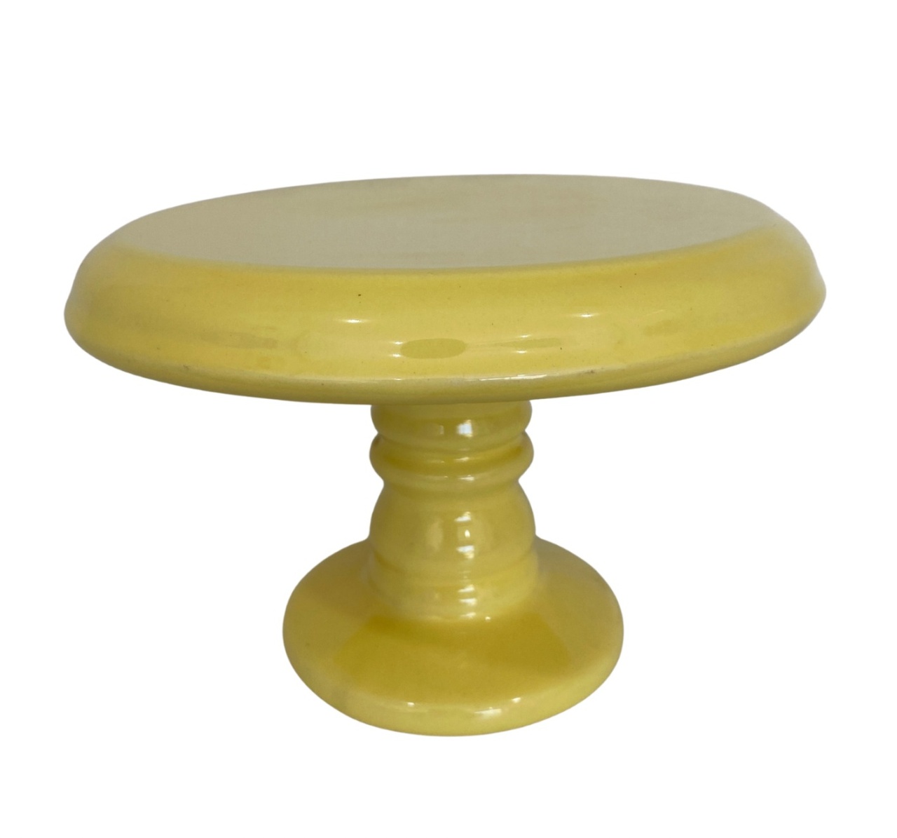 1408- Boleira de Ceramica Detalhe Torneado Amarelo Banana 11,5Cm Altura X 17Cm Largura - PRIME DECOR RJ