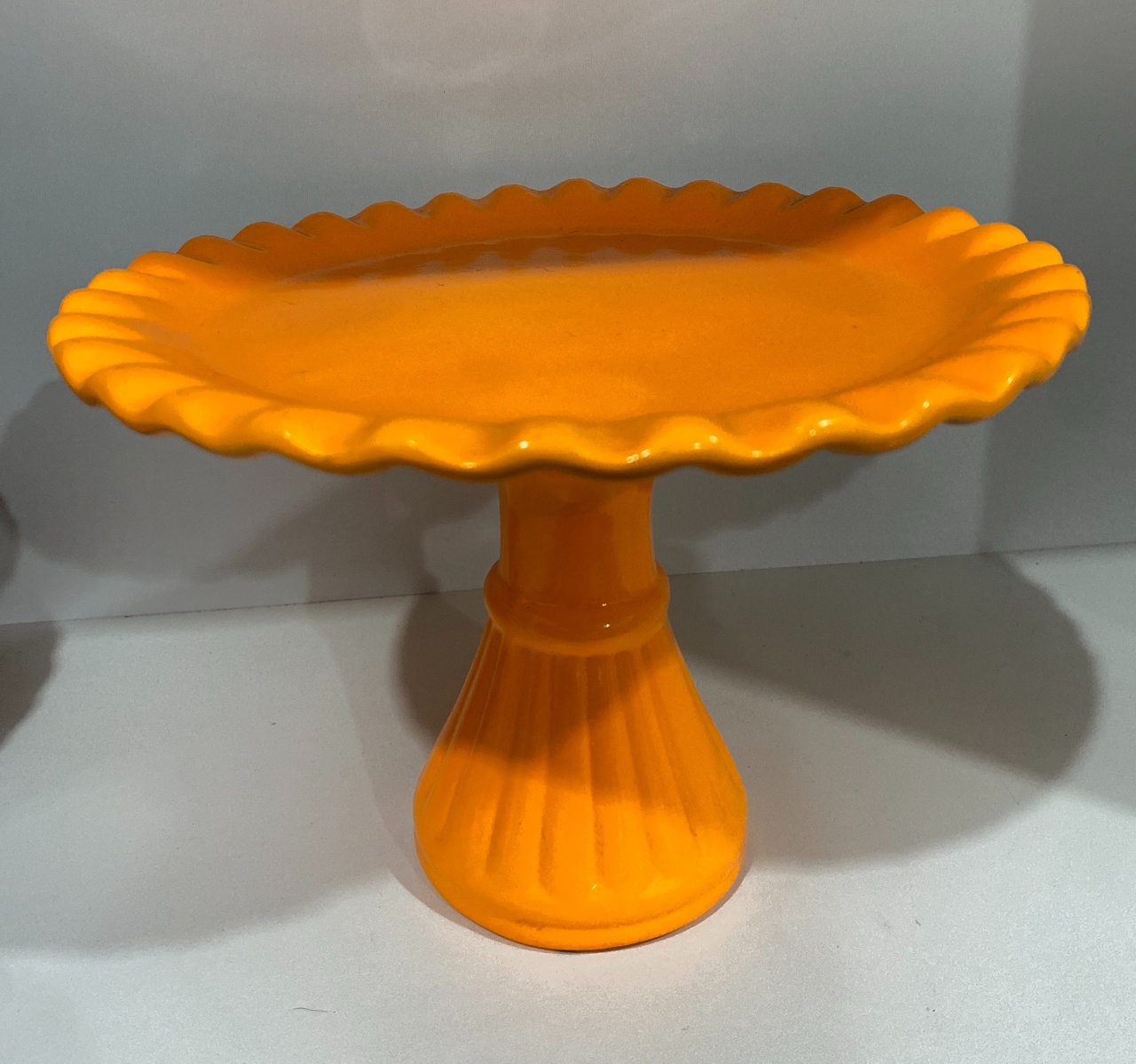 420- Boleira de Ceramica Detalhe Onda Laranja Neon 23 Cm Larg X 16 Cm Alt - M - PRIME DECOR RJ