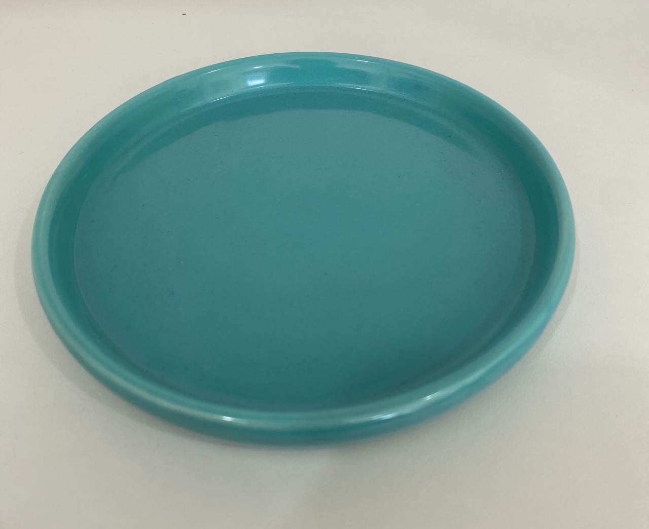 356- Bandeja Ceramica Redonda Azul Turquesa Claro 15,5 Cm X 2,5 Cm Alt - Pp - PRIME DECOR RJ