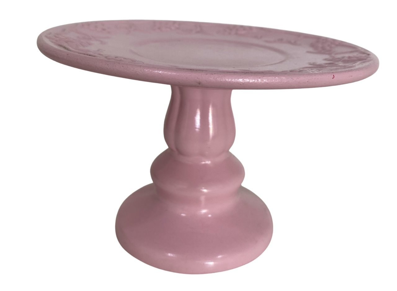 401- Boleira de Ceramica Detalhe Videira Rosa Pastel 14,5 Cm Larg X 9 Cm Alt - Pp - PRIME DECOR RJ
