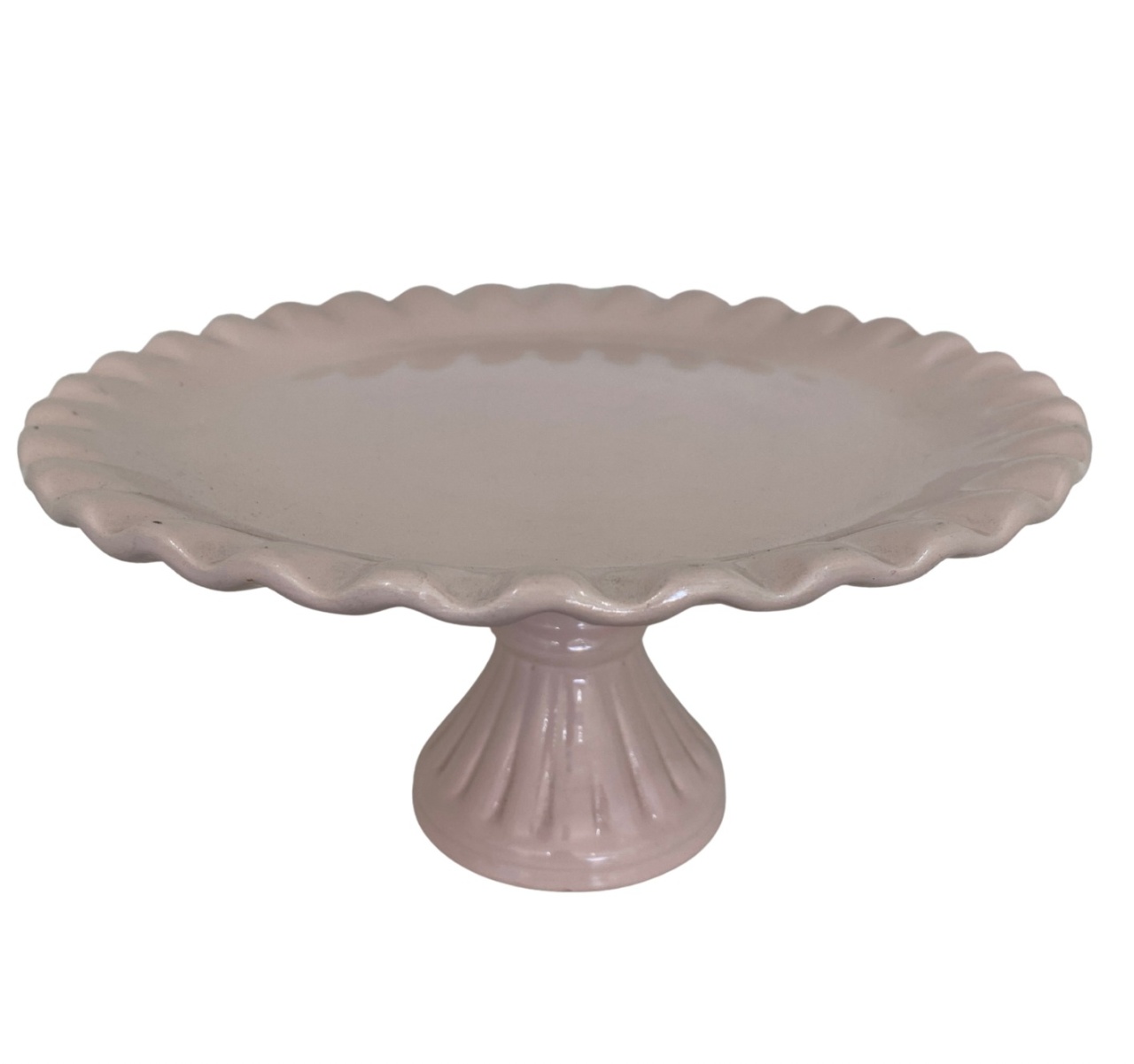 423- Boleira de Ceramica Detalhe Onda Rosa Bebe 24 Cm Larg X 11,5 Cm Alt - M - PRIME DECOR RJ