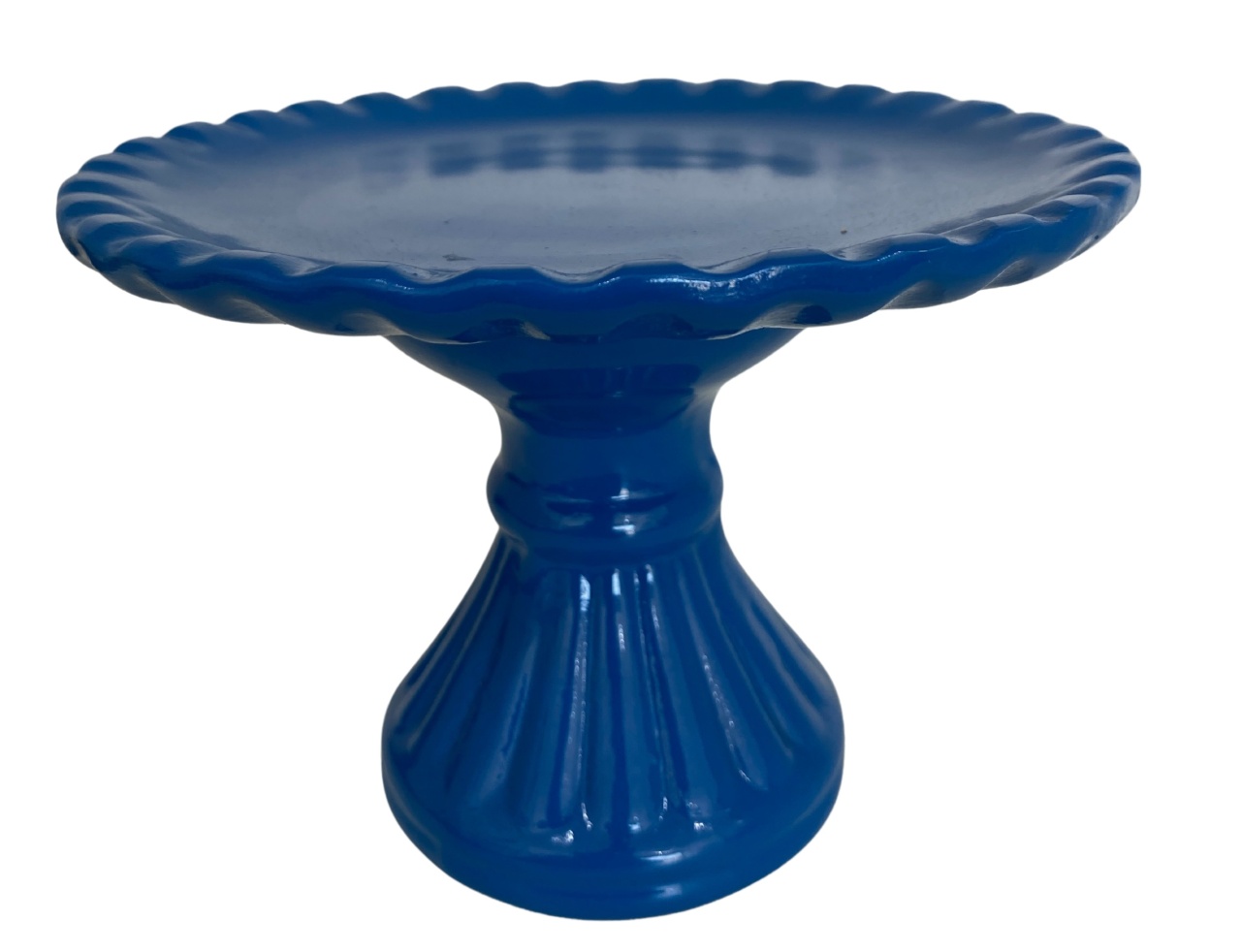 411- Boleira de Ceramica Detalhe Ondas Azul Jeans 17 Cm Larg X 11 Cm Alt - P - PRIME DECOR RJ