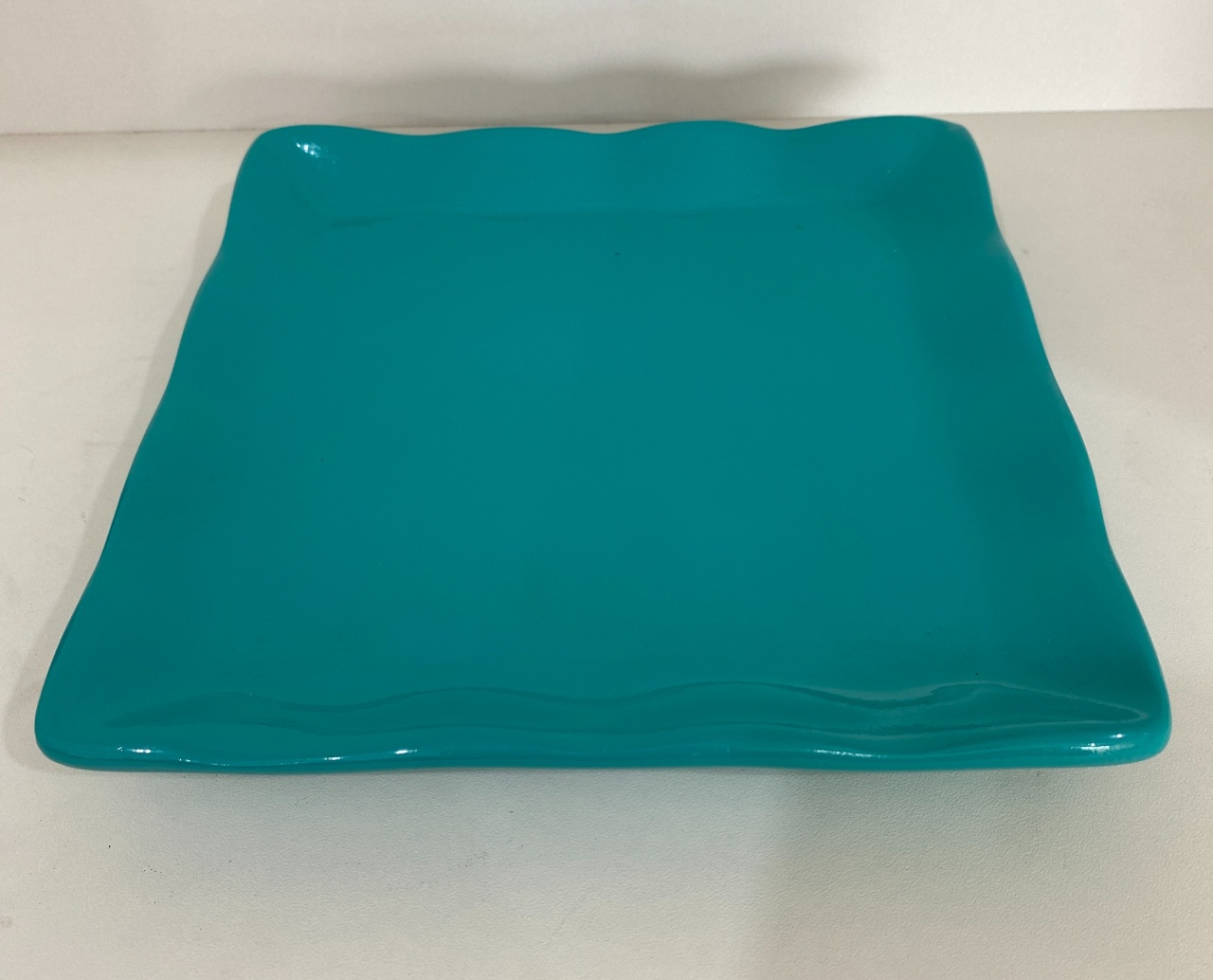 275- Bandeja de Ceramica Quadrada  S/ Apoio Azul Tiffany 19,5 Larg X 3 Alt Cm - M - PRIME DECOR RJ