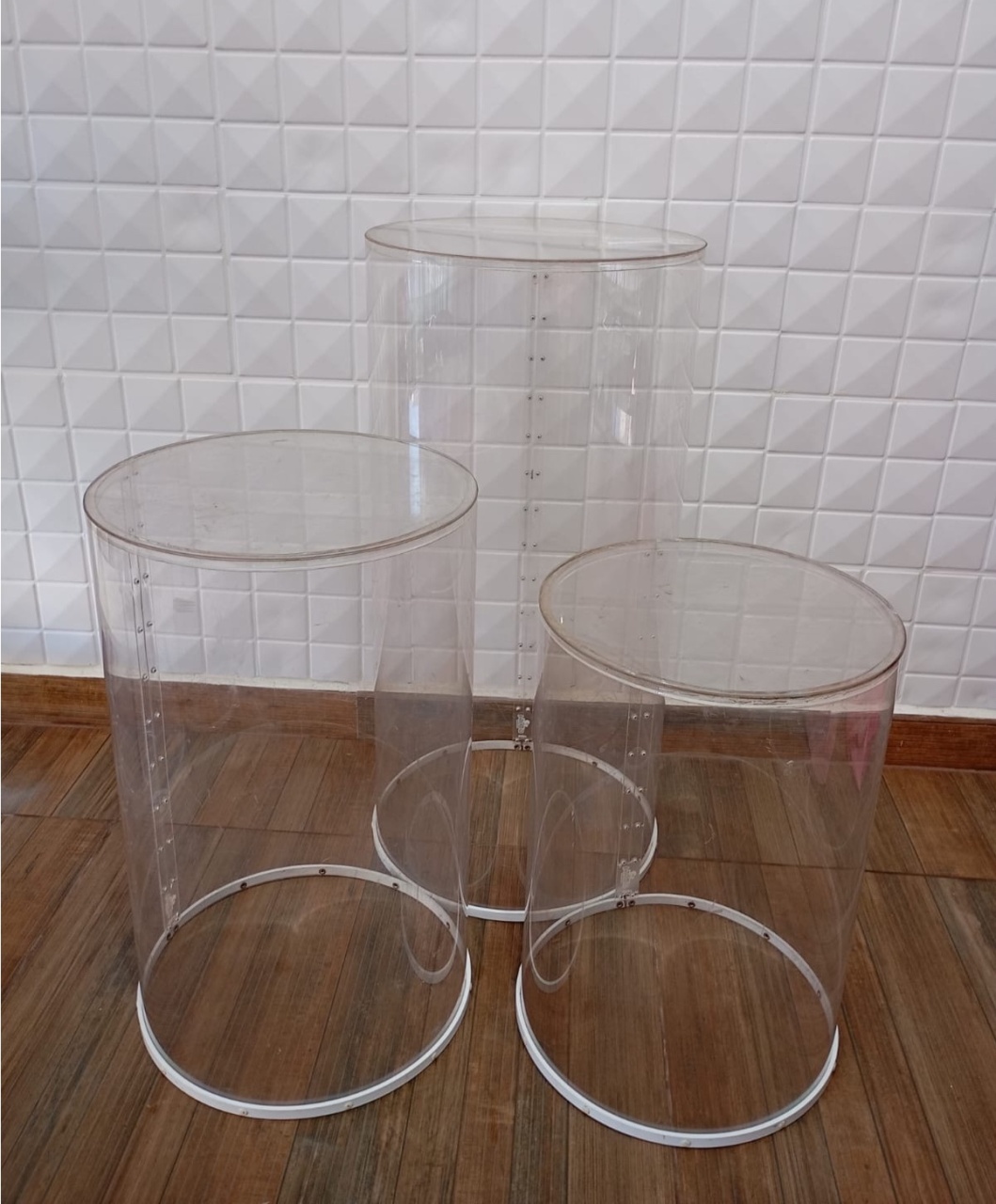 Trio de Cilindros Policarbonato Transparente - PRIME DECOR RJ