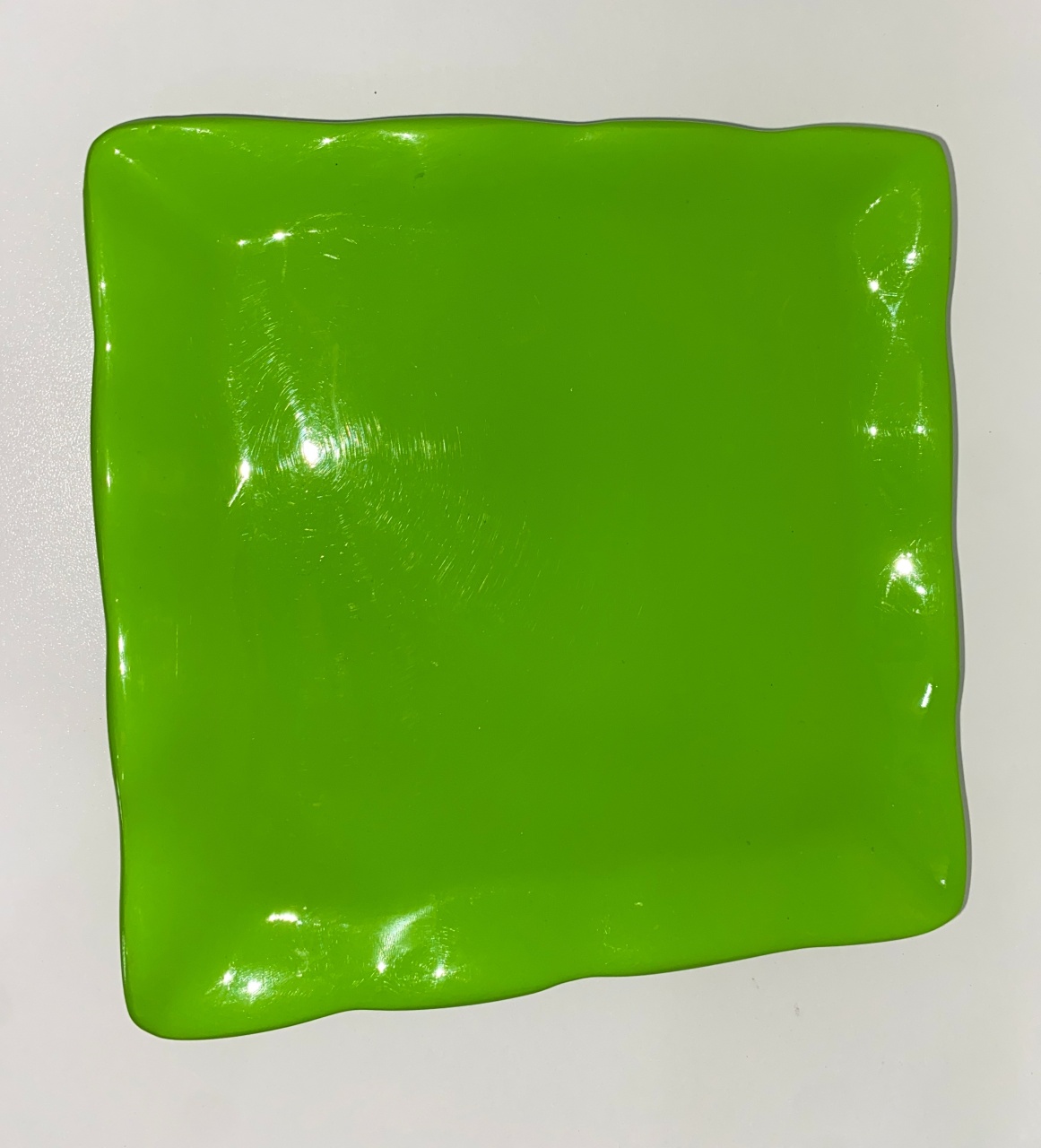 278- Bandeja de Ceramica Quadrada  S/ Apoio Verde Neon 19,5 Larg X 3 Alt Cm - M - PRIME DECOR RJ