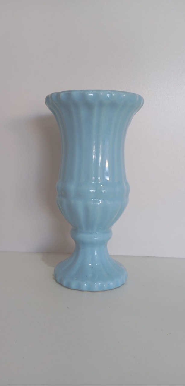 469- Vaso de Ceramica Detalhe Grego Azul Bebe 8,5 Cm Larg X 17 Cm Alt - P - PRIME DECOR RJ