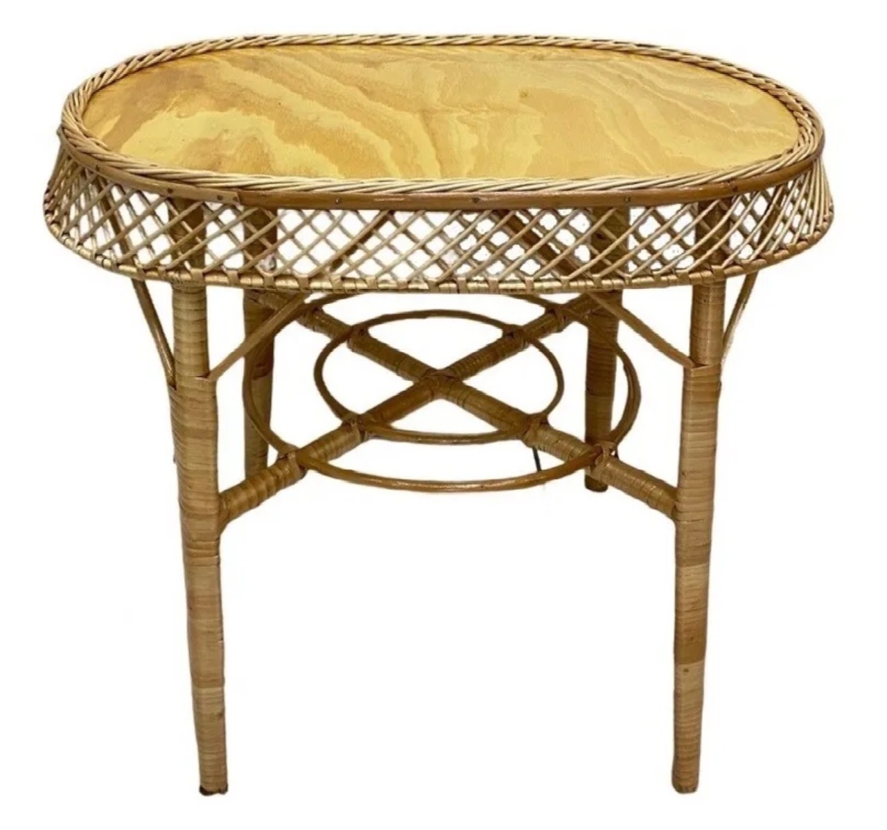 950- Mesa de Vime Oval 65 Cm Comp X 45 Cm Larg X 62 Cm Alt - M - PRIME DECOR RJ