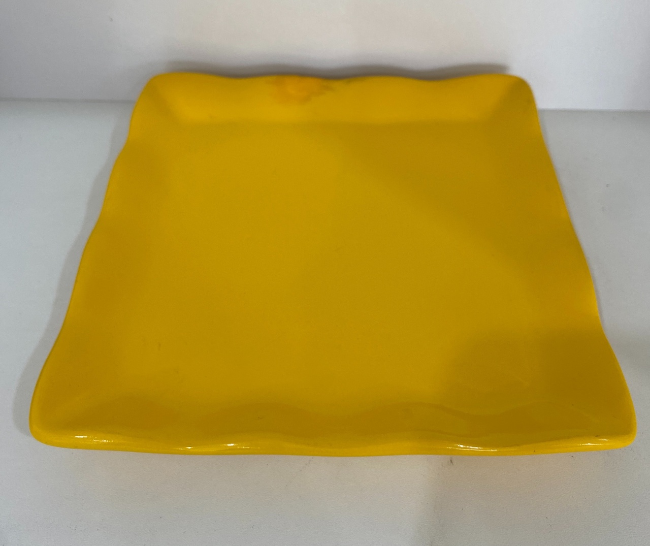 297- Bandeja de Ceramica Quadrada  S/ Apoio Amarelo Canario 19,5 Cm Larg X 3 Cm Alt - M  - PRIME DECOR RJ