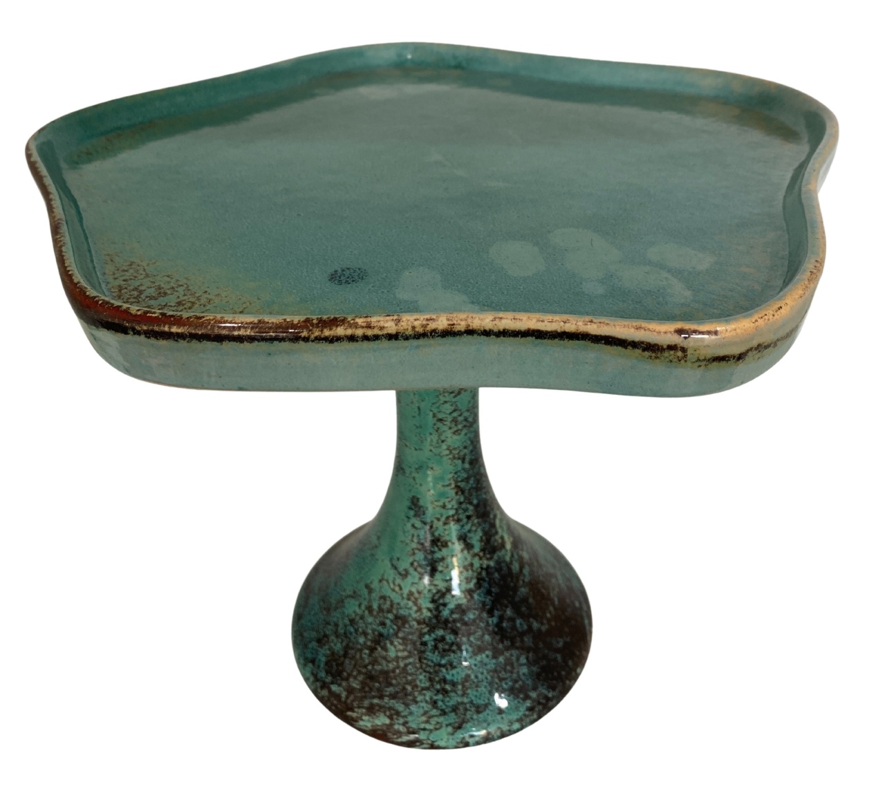 1117- Bandeja de Ceramica Detalhe Pandora / Estrela Verde Marrom 23 Cm Alt X 30 Cm Larg - M - PRIME DECOR RJ