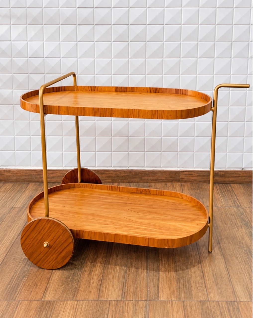 Carrinho Bar Caramelo 110Cm Comp X 46,5 Larg X 83 Cm Alt - PRIME DECOR RJ