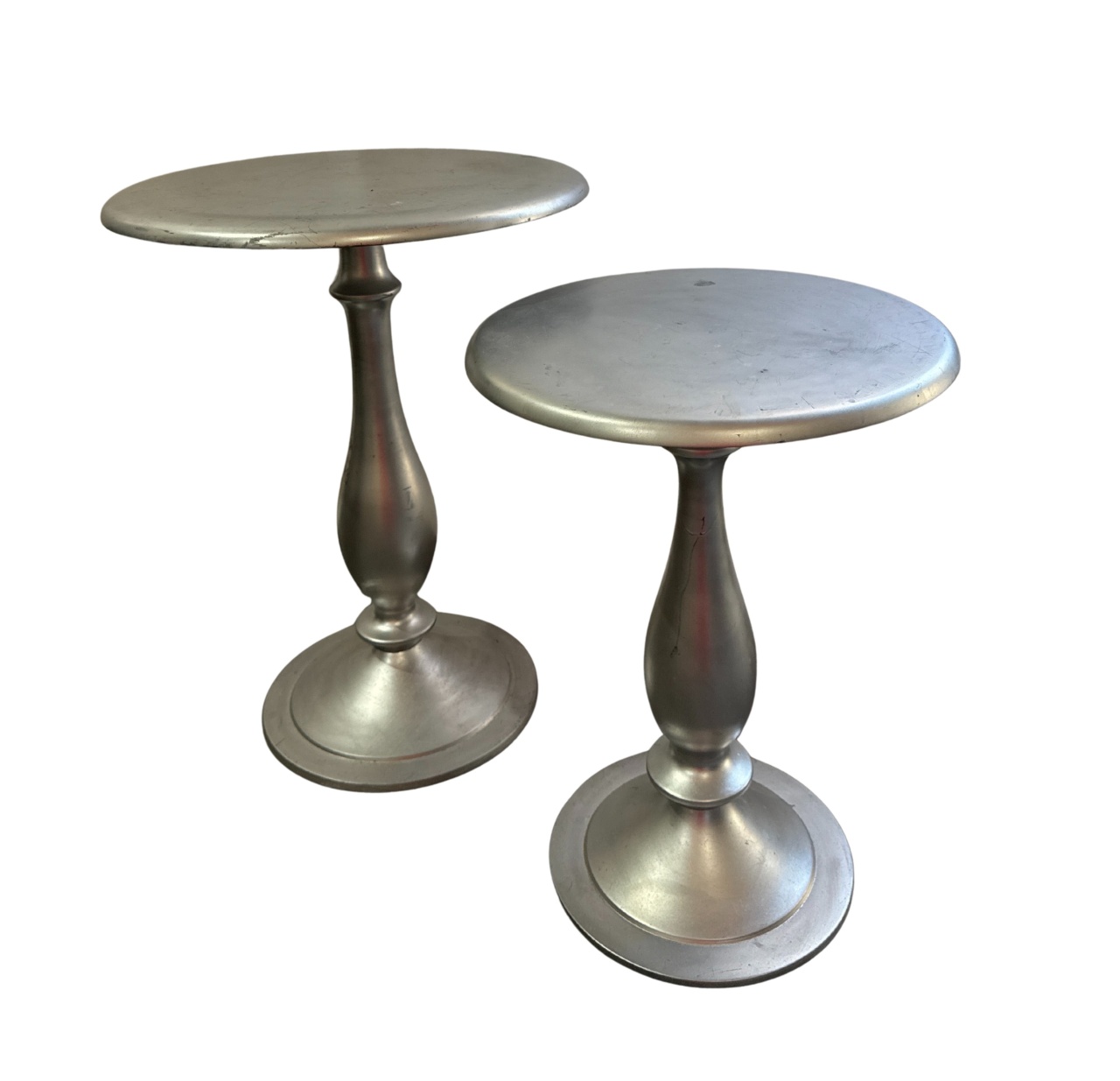 Dupla de Mesas de Aluminio Redonda Prata - PRIME DECOR RJ