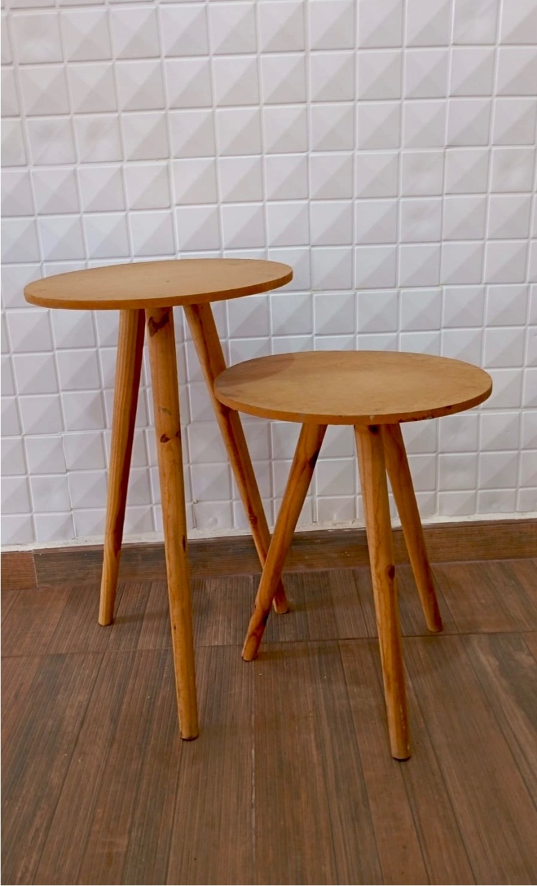 916- Mesas Tripe Palito Redonda Dupla - M - G - PRIME DECOR RJ