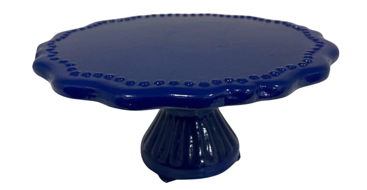 408- Boleira de Ceramica Detalhe Imperial Azul Indigo 17 Cm Larg X 7,5 Cm Alt - Pp - PRIME DECOR RJ