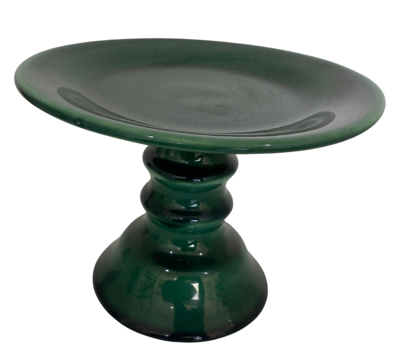 437- Boleira de Ceramica Detalhe Torneado Verde Floresta 18,5 Cm Larg X 13,5 Cm Alt - P - PRIME DECOR RJ