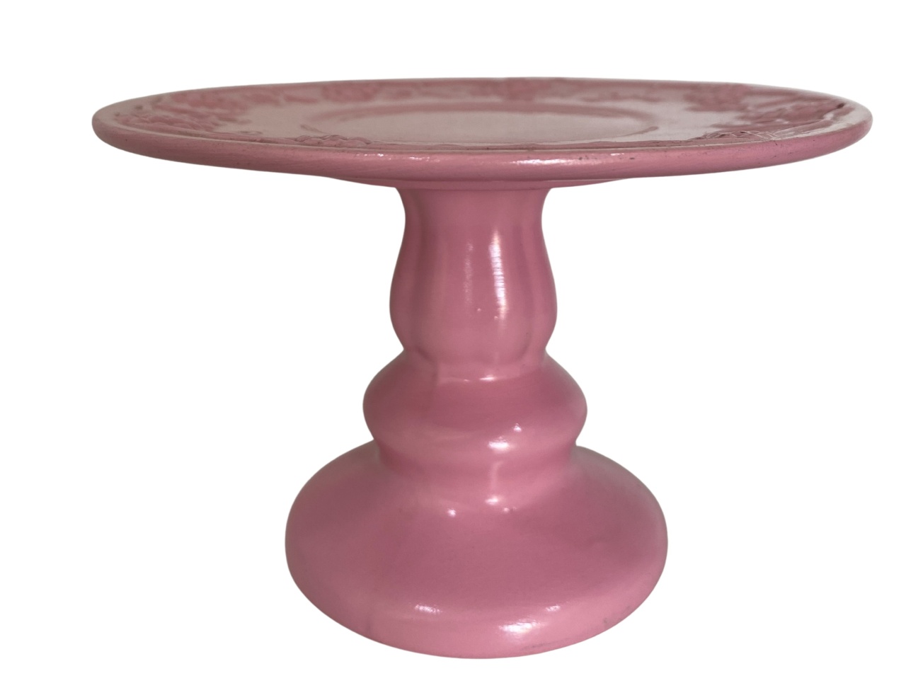 399- Boleira de Ceramica Detalhe Videira Rosa Cherry 14,5 Cm Larg X 9 Cm Alt - Pp - PRIME DECOR RJ