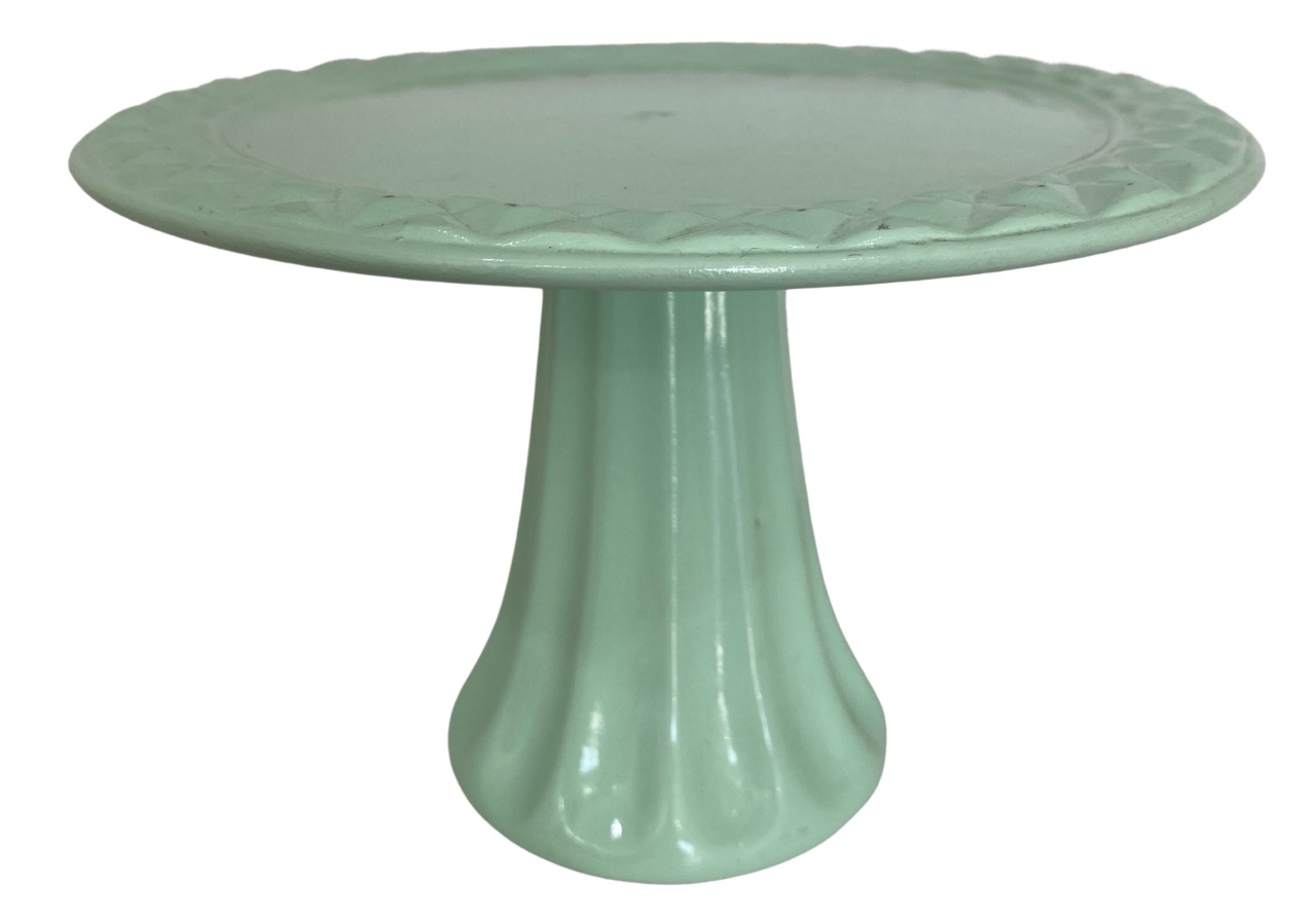 406- Boleira de Ceramica Detalhe Diamante Verde Cha 20,5 Cm Larg X 13,5 Cm Alt - P - PRIME DECOR RJ