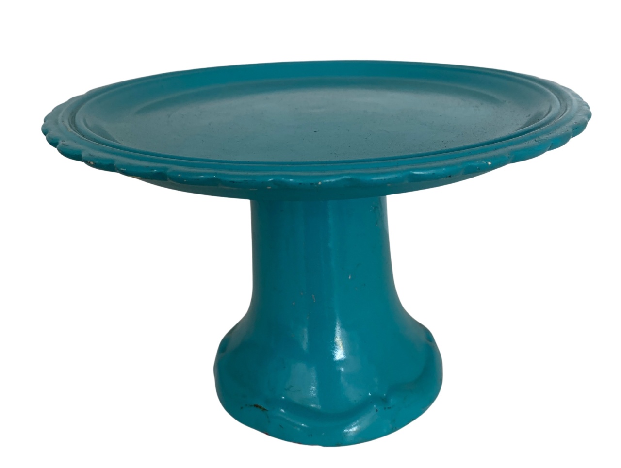 448- Boleira de Ceramica Detalhe Flor Azul Turquesa 21,5 Cm Larg X 12,5 Cm Alt - M - PRIME DECOR RJ