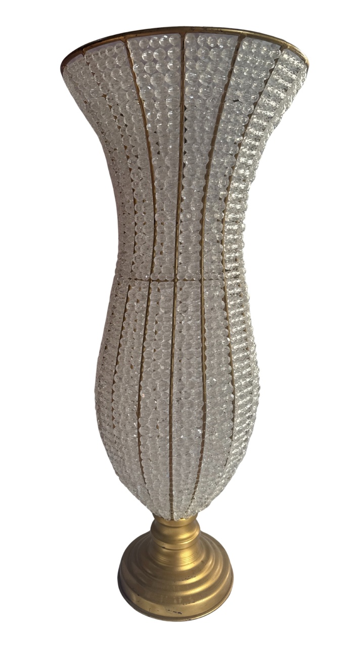 1- Vaso Aramado Ferro de Pedraria  Cristal Jarro 25Cm Larg X 60 Alt - Gg - PRIME DECOR RJ