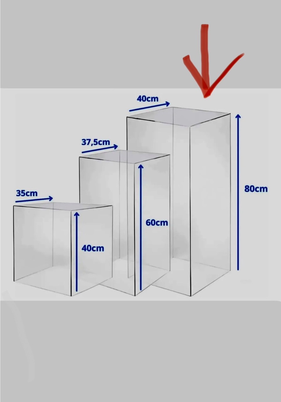975- Cubo de Acrilico Transparente 35 Cm Larg X 80 Cm Alt - G - PRIME DECOR RJ