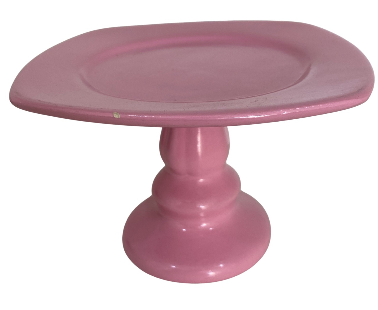 456- Boleira de Ceramica Quadrado Boleado Rosa Cherry 14,5 Cm Larg X 10 Cm Alt  - Pp - PRIME DECOR RJ
