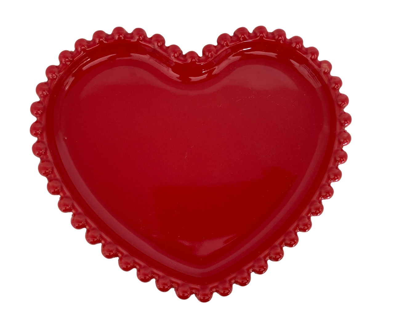 364- Bandeja Ceramica Coracao Vermelho Carmin 17,5 Cm X 2 Cm Alt - P - PRIME DECOR RJ