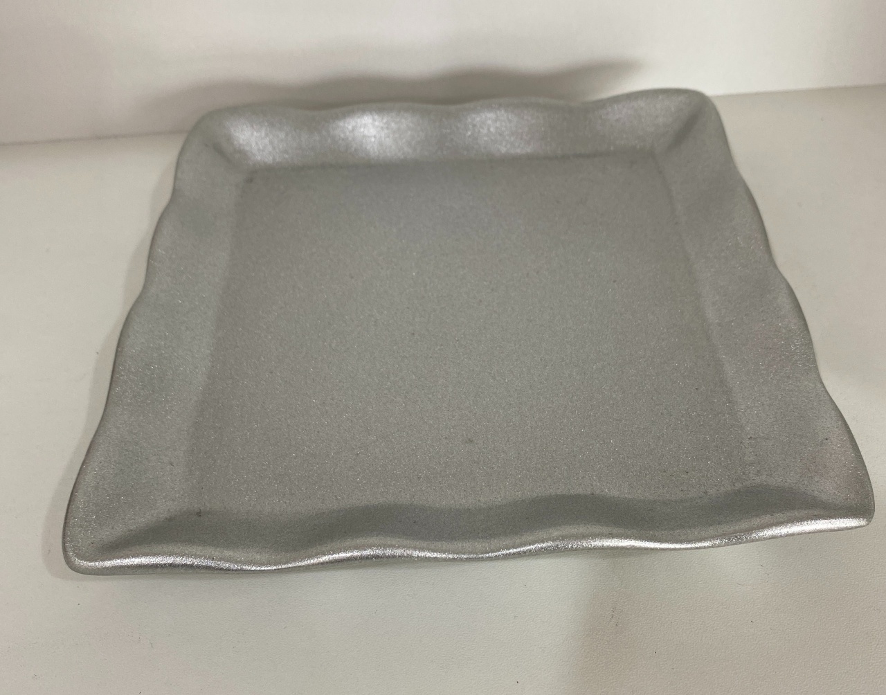 103- Bandeja de Ceramica Quadrada  S/ Apoio Prata 19,5 Larg X 3 Alt Cm - M  - PRIME DECOR RJ